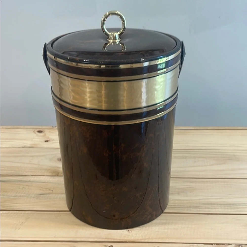 Vintage Brown and Gold Ice Bucket